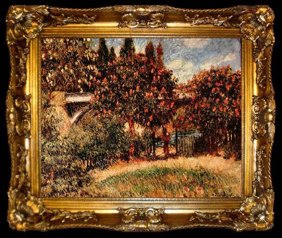 framed  Pierre-Auguste Renoir Eisenbahnbrucke von Chatou, ta009-2